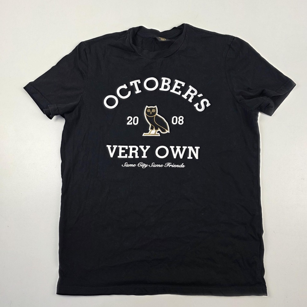 October's Very Own OVO Shirt Mens Small Black Owl Logo 2008 Graphic Tee